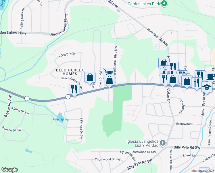 map of restaurants, bars, coffee shops, grocery stores, and more near 2560 Shorter Avenue in Rome