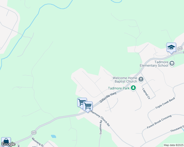 map of restaurants, bars, coffee shops, grocery stores, and more near 3044 Saddle Creek Drive in Gainesville