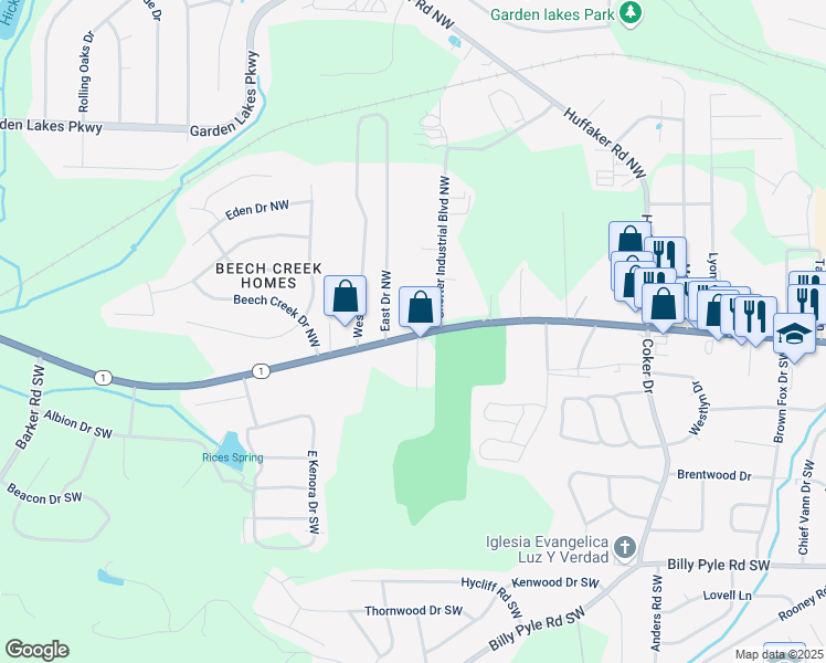 map of restaurants, bars, coffee shops, grocery stores, and more near Alabama Highway in Rome