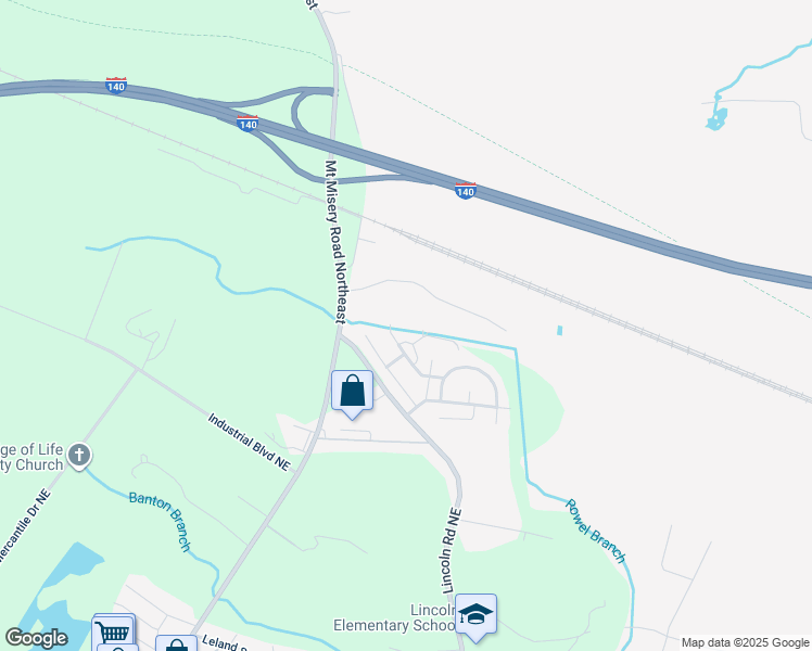 map of restaurants, bars, coffee shops, grocery stores, and more near 9486 Seany Drive Northeast in Leland