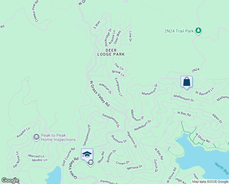 map of restaurants, bars, coffee shops, grocery stores, and more near 1207 Aleutian Drive in Lake Arrowhead