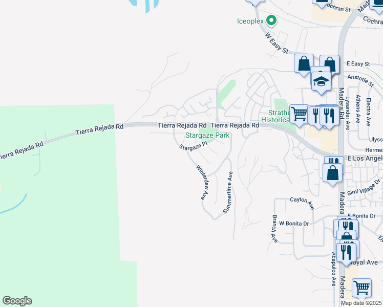 map of restaurants, bars, coffee shops, grocery stores, and more near 1990 Winterdew Avenue in Simi Valley