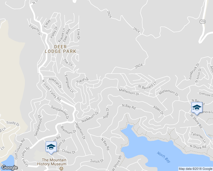 map of restaurants, bars, coffee shops, grocery stores, and more near 1164 Nadelhorn Drive in Lake Arrowhead