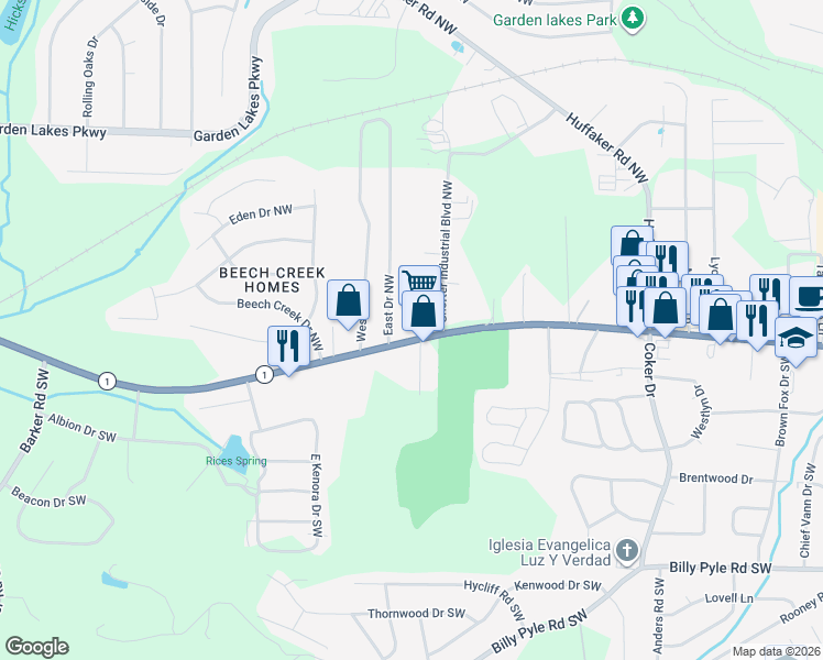 map of restaurants, bars, coffee shops, grocery stores, and more near 2560 Shorter Avenue in Rome