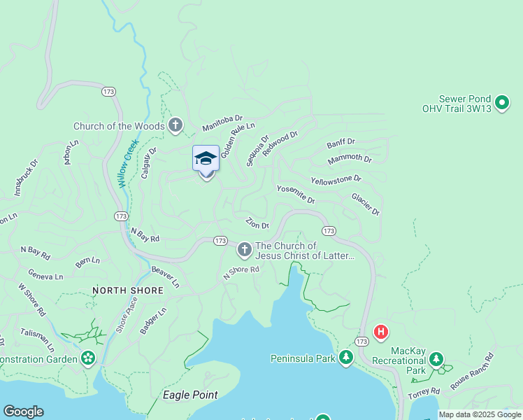 map of restaurants, bars, coffee shops, grocery stores, and more near 28782 Zion Drive in Lake Arrowhead