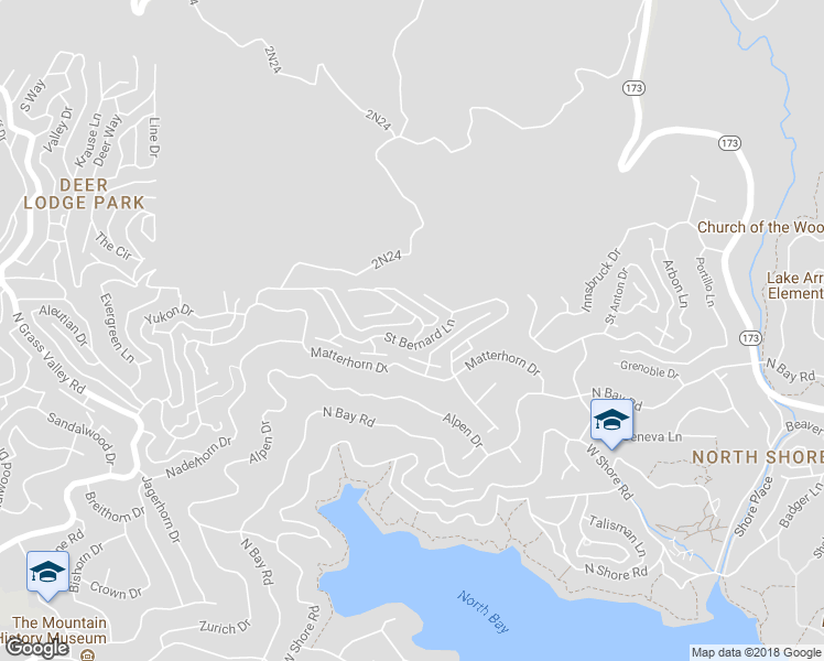 map of restaurants, bars, coffee shops, grocery stores, and more near 1216 Kodiak Drive in Lake Arrowhead