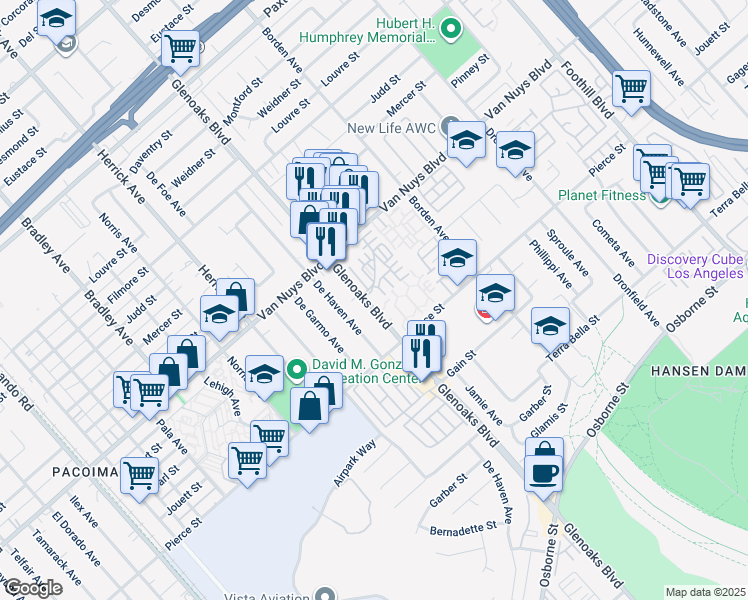 map of restaurants, bars, coffee shops, grocery stores, and more near 94 Glenoaks Boulevard in Los Angeles