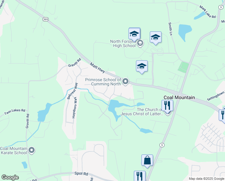 map of restaurants, bars, coffee shops, grocery stores, and more near 3740 Sierra Lake Drive in Cumming