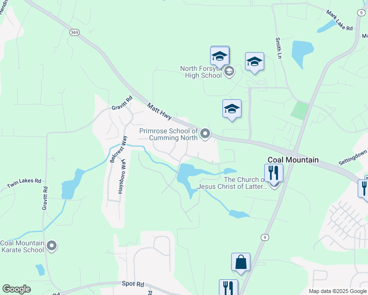 map of restaurants, bars, coffee shops, grocery stores, and more near 3740 Sierra Lake Drive in Cumming