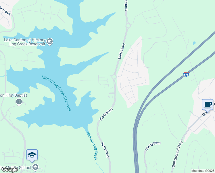 map of restaurants, bars, coffee shops, grocery stores, and more near Waterstone Trail in Canton