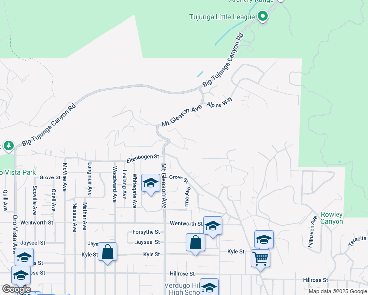 map of restaurants, bars, coffee shops, grocery stores, and more near 19335 Denivelle Place in Los Angeles