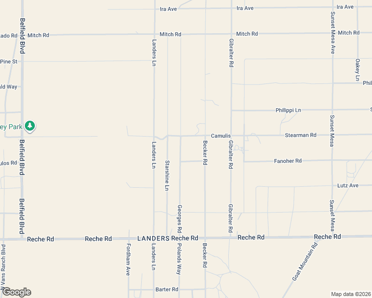 map of restaurants, bars, coffee shops, grocery stores, and more near 1225 Georges Road in Yucca Valley