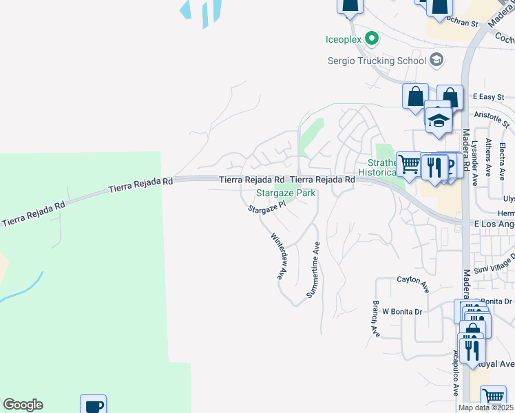 map of restaurants, bars, coffee shops, grocery stores, and more near 2052 Chenault Place in Simi Valley