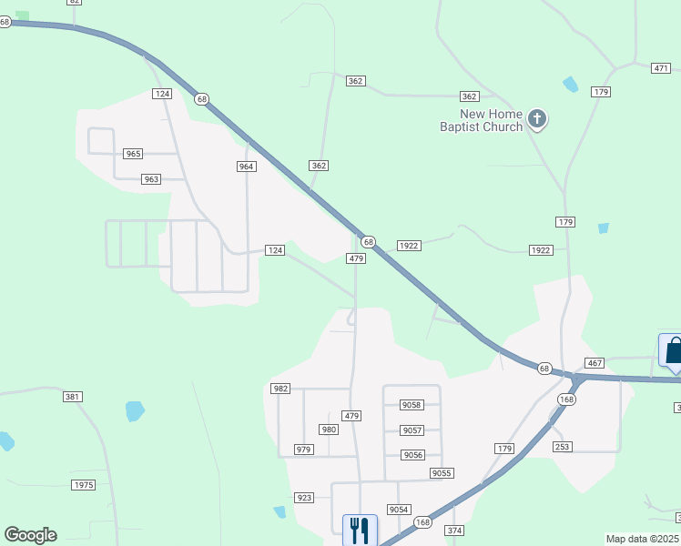 map of restaurants, bars, coffee shops, grocery stores, and more near 254 County Road 479 in Albertville