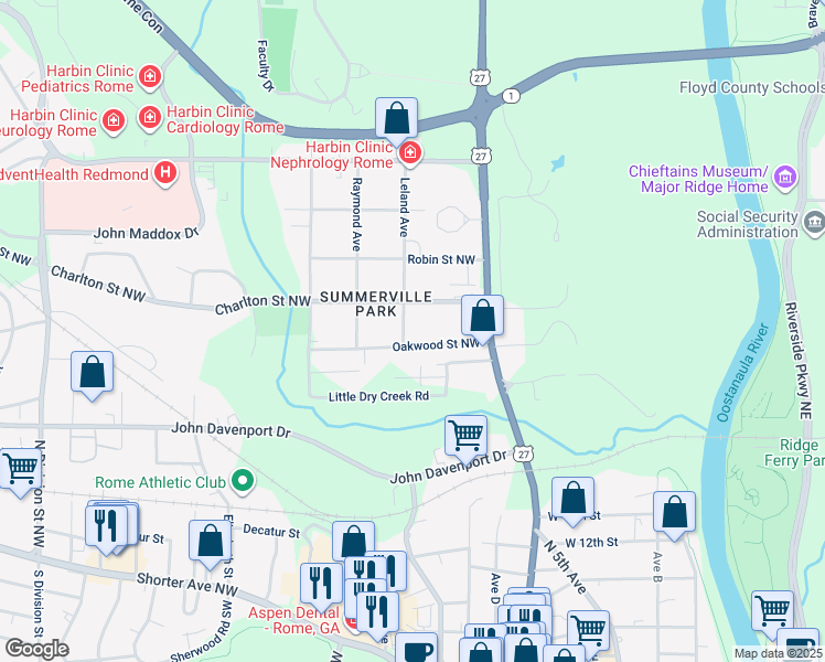 map of restaurants, bars, coffee shops, grocery stores, and more near 2 Leland Avenue in Rome