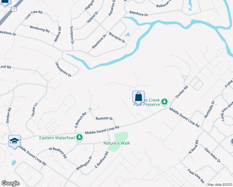map of restaurants, bars, coffee shops, grocery stores, and more near 7417 Anaca Point Road in Wilmington