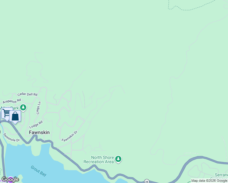 map of restaurants, bars, coffee shops, grocery stores, and more near 1289 Canyon Road in Fawnskin