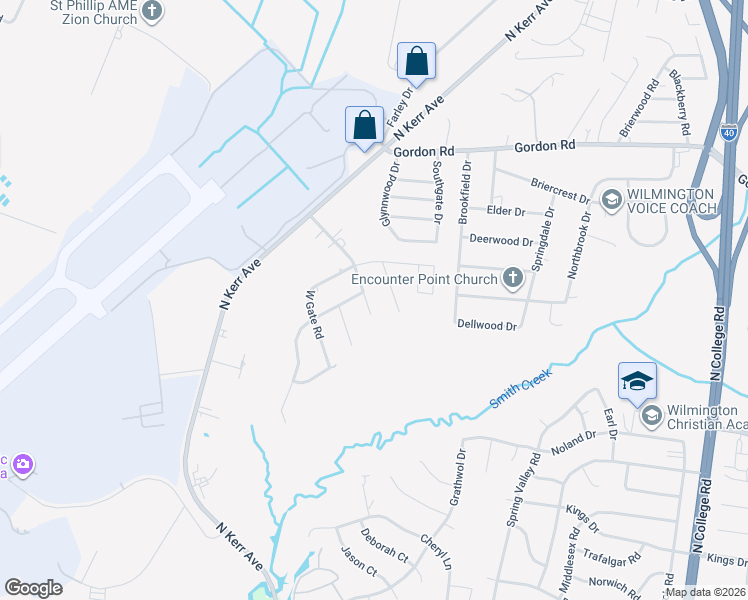 map of restaurants, bars, coffee shops, grocery stores, and more near 1541 Marne Drive in Wilmington