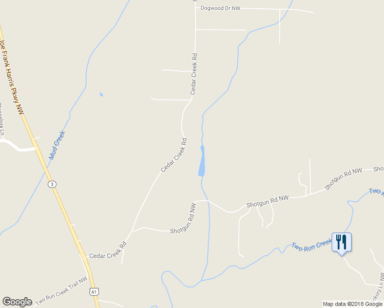 map of restaurants, bars, coffee shops, grocery stores, and more near 160 Cedar Creek Road in Cartersville