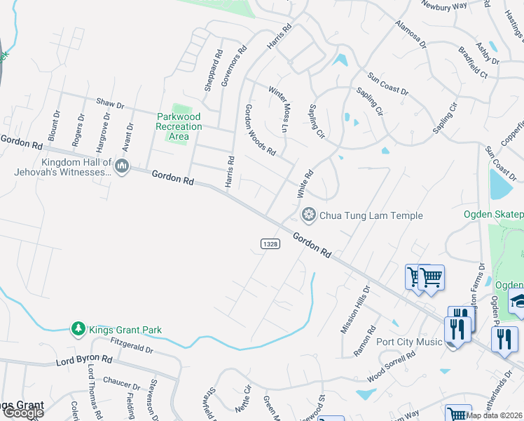 map of restaurants, bars, coffee shops, grocery stores, and more near 613 Indian Wells Way in Wilmington