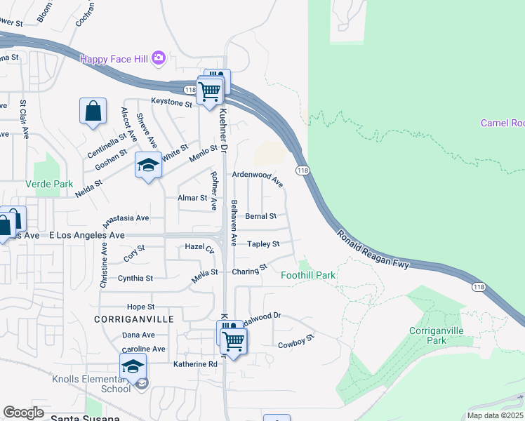 map of restaurants, bars, coffee shops, grocery stores, and more near 6694 Tremont Circle in Simi Valley