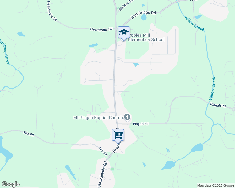 map of restaurants, bars, coffee shops, grocery stores, and more near 6872 Heardsville Road in Cumming