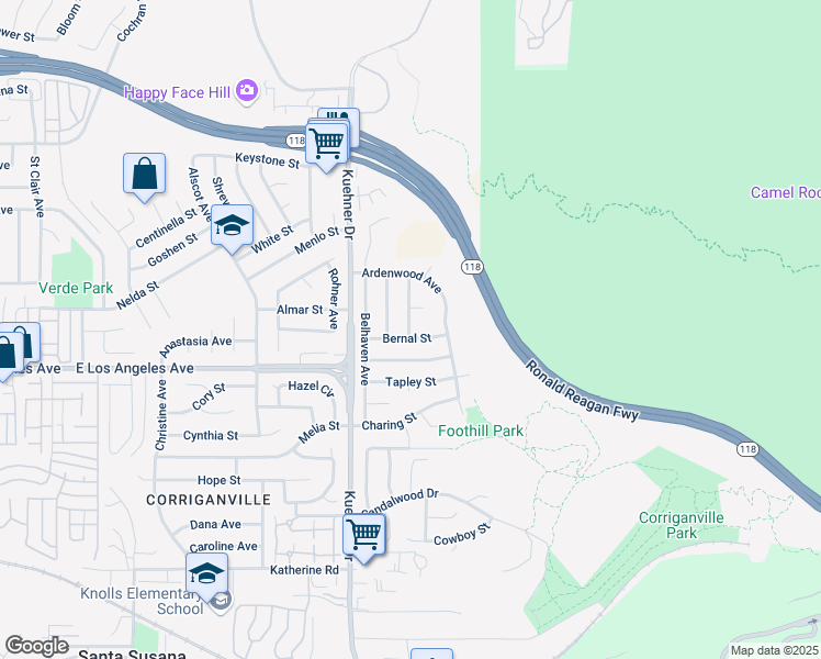 map of restaurants, bars, coffee shops, grocery stores, and more near 6694 Tremont Circle in Simi Valley