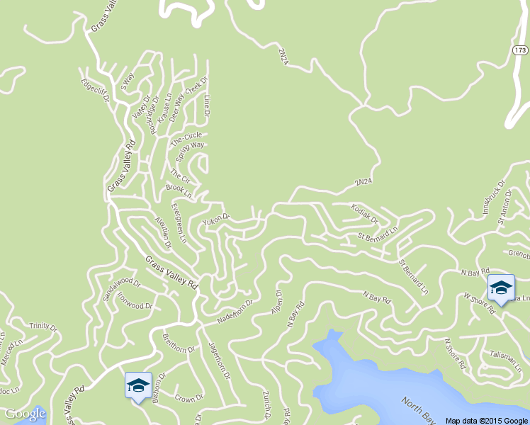 map of restaurants, bars, coffee shops, grocery stores, and more near 27482 Matterhorn Drive in Lake Arrowhead