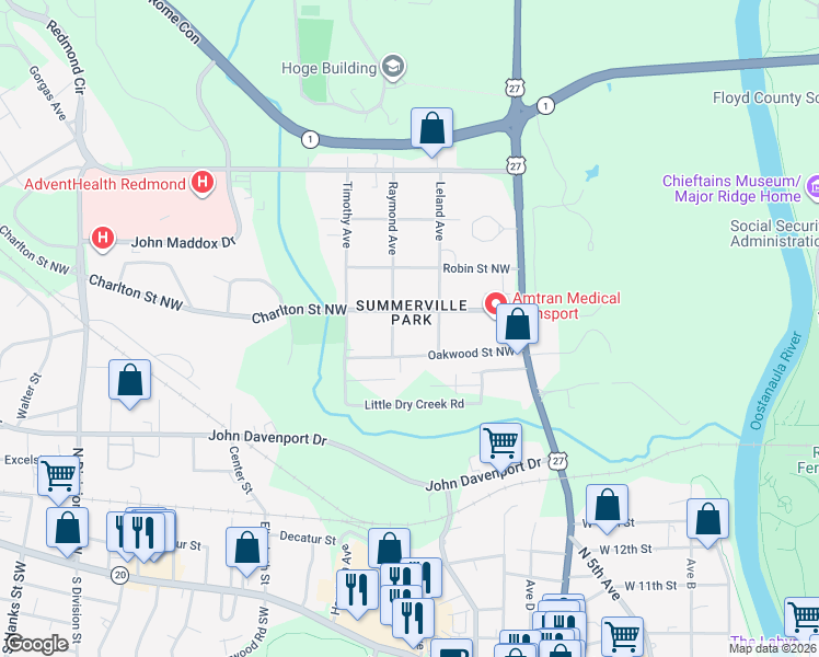map of restaurants, bars, coffee shops, grocery stores, and more near 111 Charlton Street Northwest in Rome