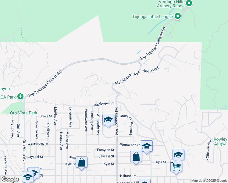map of restaurants, bars, coffee shops, grocery stores, and more near 7802 Rim Canyon Road in Los Angeles