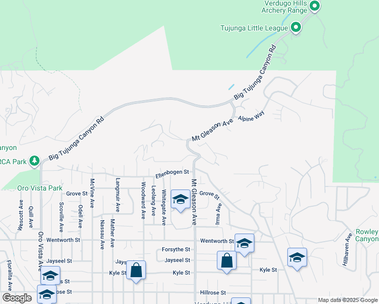 map of restaurants, bars, coffee shops, grocery stores, and more near 7815 Denivelle Road in Los Angeles