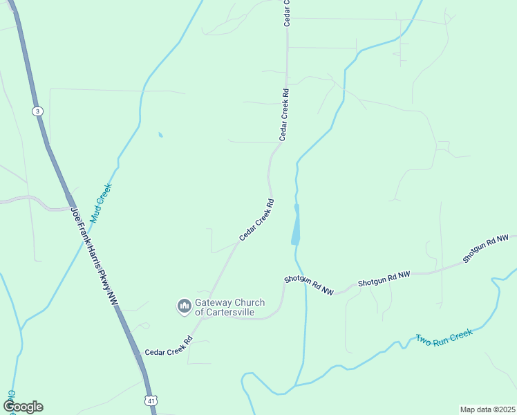 map of restaurants, bars, coffee shops, grocery stores, and more near 159 Cedar Creek Road in Cartersville