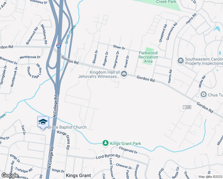 map of restaurants, bars, coffee shops, grocery stores, and more near 4742 Gordon Road in Wilmington