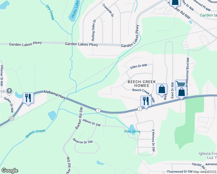 map of restaurants, bars, coffee shops, grocery stores, and more near 1 North Heathrow Drive Northwest in Rome