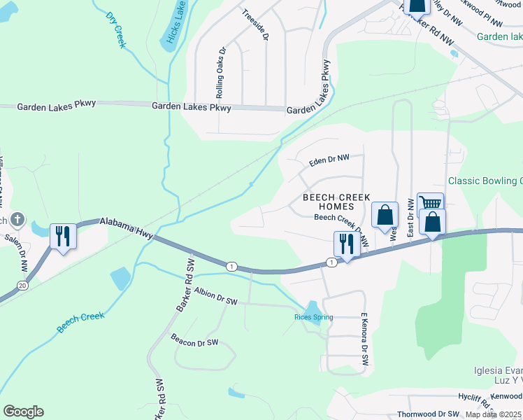 map of restaurants, bars, coffee shops, grocery stores, and more near 1 North Heathrow Drive Northwest in Rome
