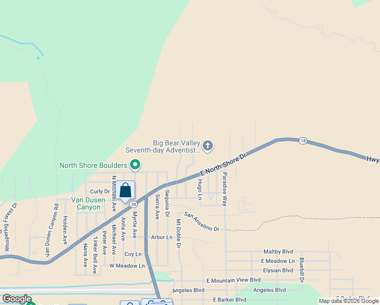 map of restaurants, bars, coffee shops, grocery stores, and more near 1128 Gold Mountain Drive in Big Bear