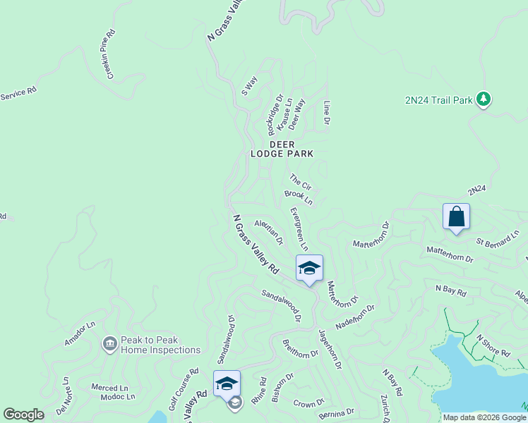 map of restaurants, bars, coffee shops, grocery stores, and more near 1255 Aleutian Drive in Lake Arrowhead