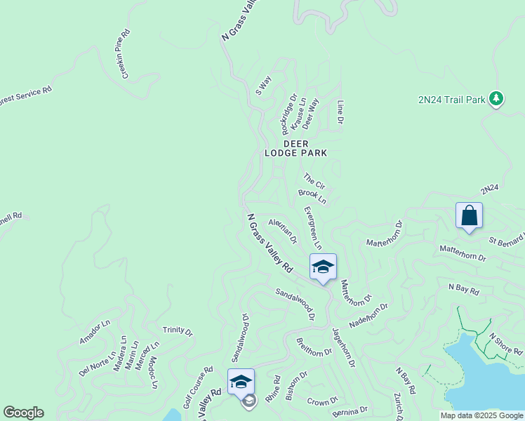 map of restaurants, bars, coffee shops, grocery stores, and more near 1281 Aleutian Drive in Lake Arrowhead