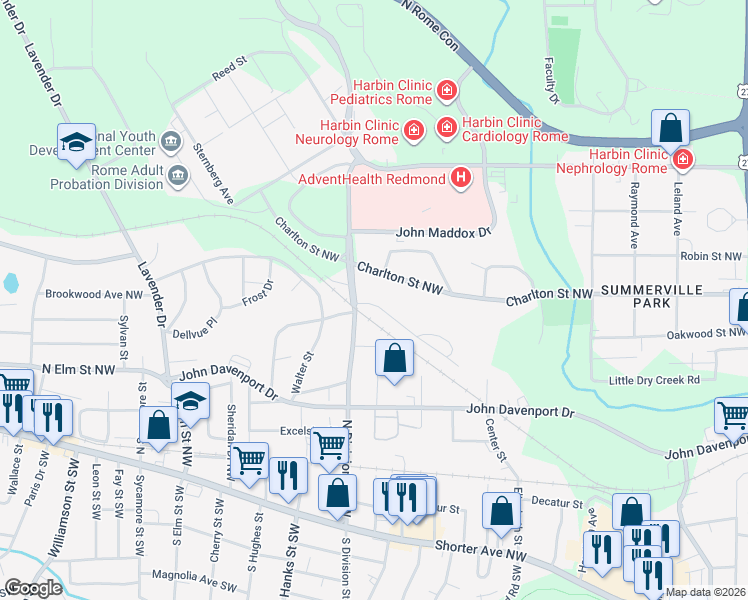 map of restaurants, bars, coffee shops, grocery stores, and more near 3 Battey Drive in Rome