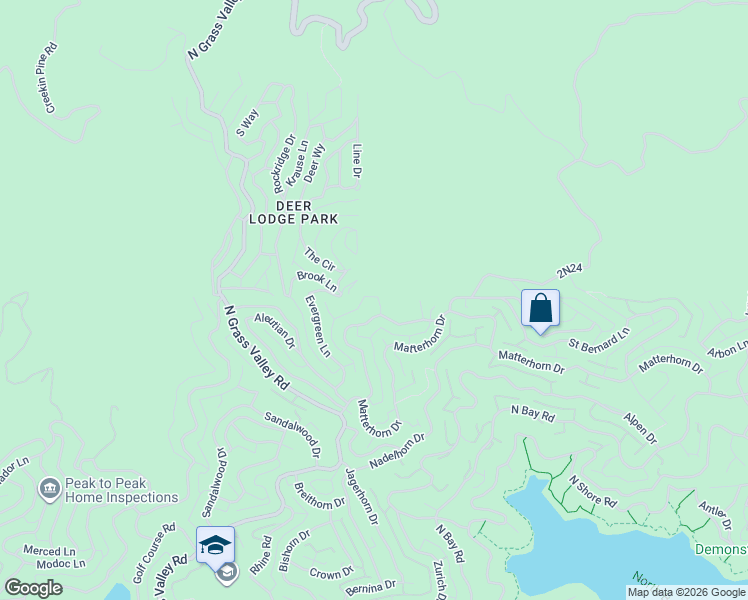 map of restaurants, bars, coffee shops, grocery stores, and more near 1260 Yukon Court in Lake Arrowhead