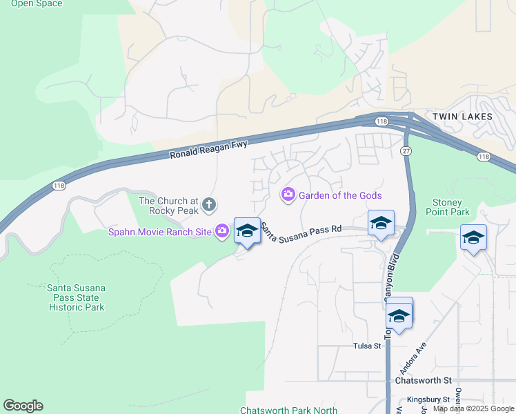 map of restaurants, bars, coffee shops, grocery stores, and more near 22335 Heritage Pass Place in Los Angeles