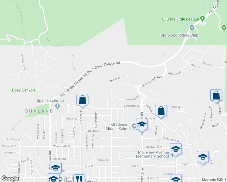 map of restaurants, bars, coffee shops, grocery stores, and more near 7987 Denivelle Road in Los Angeles
