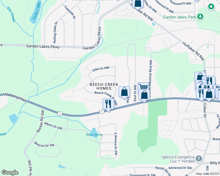map of restaurants, bars, coffee shops, grocery stores, and more near 3 Cameo Drive in Rome