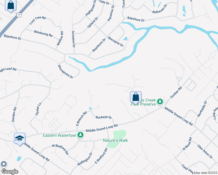 map of restaurants, bars, coffee shops, grocery stores, and more near 7417-7501 Anaca Point Road in Wilmington