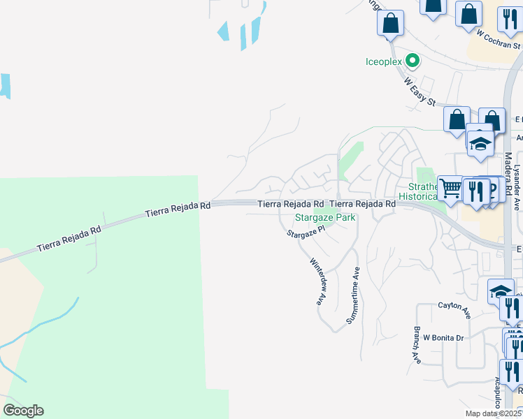 map of restaurants, bars, coffee shops, grocery stores, and more near 539 Siskin Place in Simi Valley