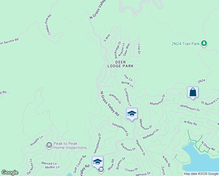 map of restaurants, bars, coffee shops, grocery stores, and more near 1255 Aleutian Drive in Lake Arrowhead