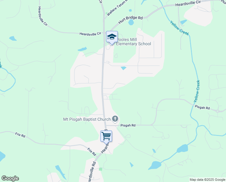 map of restaurants, bars, coffee shops, grocery stores, and more near 6872 Heardsville Road in Cumming