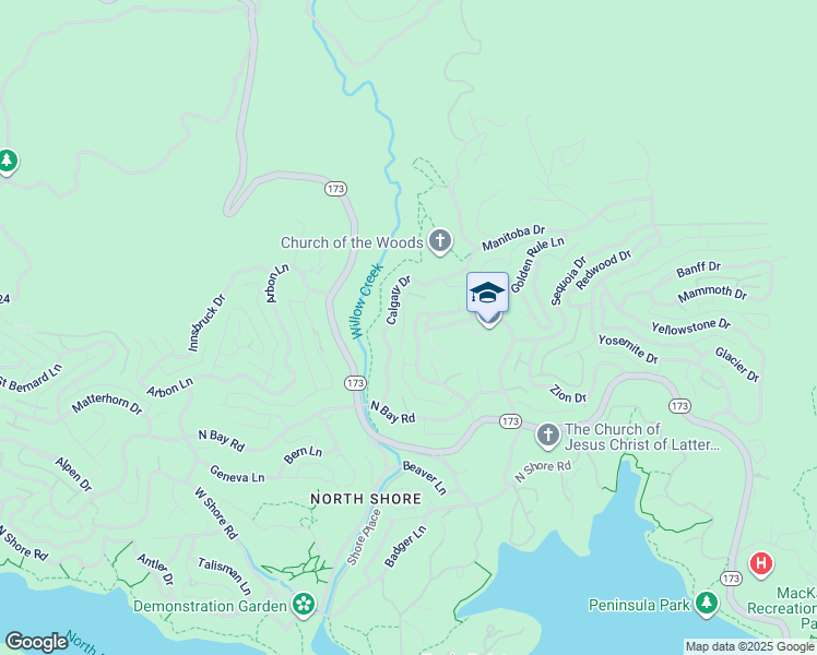 map of restaurants, bars, coffee shops, grocery stores, and more near 1310 Montreal Drive in Lake Arrowhead