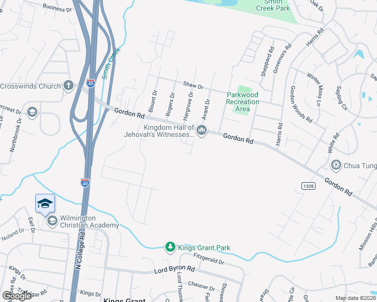 map of restaurants, bars, coffee shops, grocery stores, and more near 4742 Gordon Road in Wilmington