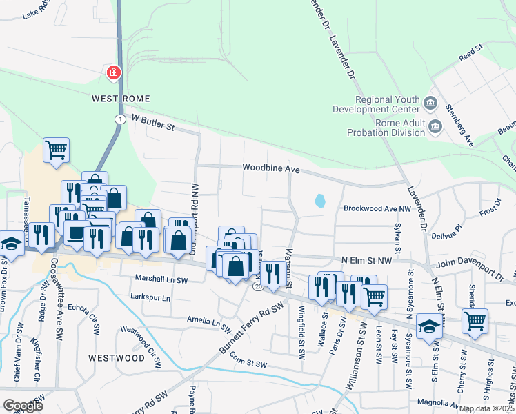 map of restaurants, bars, coffee shops, grocery stores, and more near 107a Kirton Street in Rome